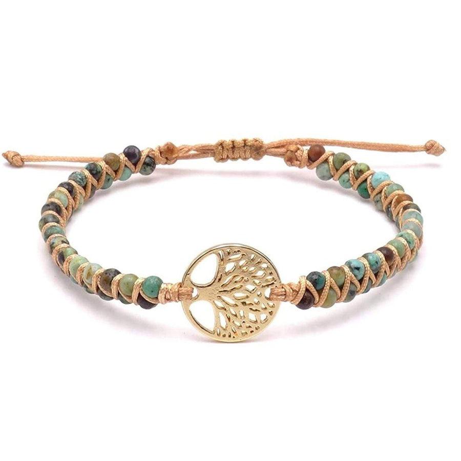 Bracelet «Mission de Vie» en pierres de Jaspe africain et Arbre de vie