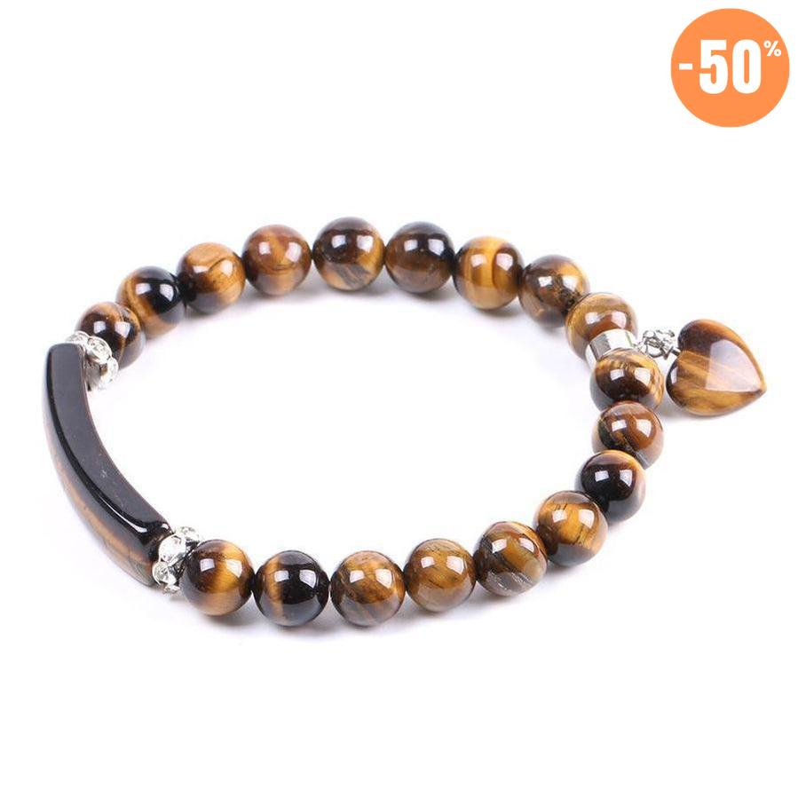 Bracelet Œil de tigre avec pendentif cœur