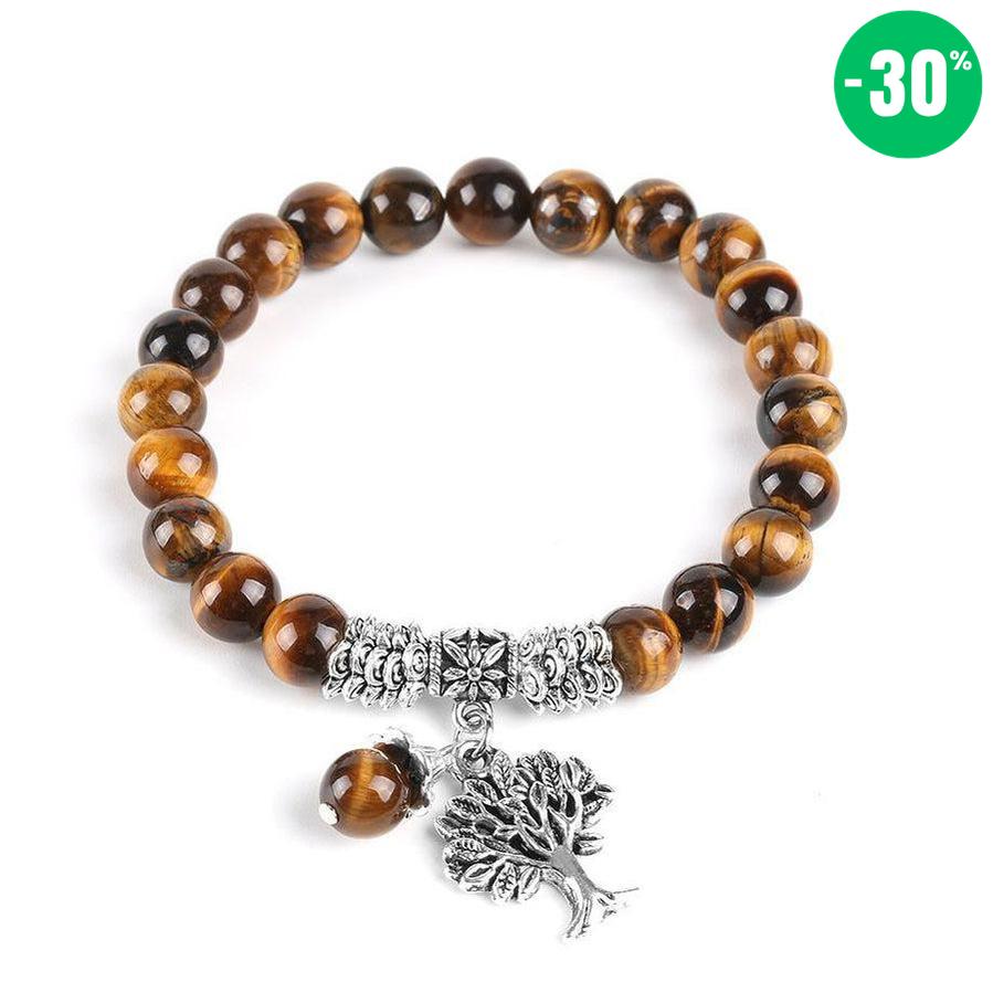 Bracelet Œil de tigre brun et Arbre de vie