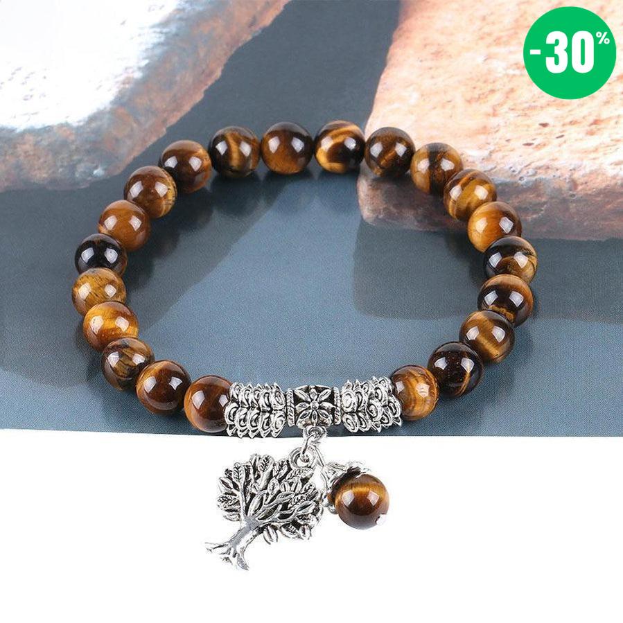 Bracelet Œil de tigre brun et Arbre de vie