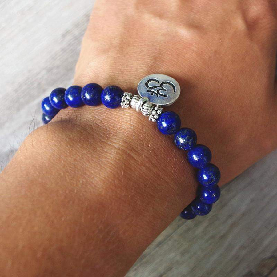 Bracelet «Om» en lapis lazuli