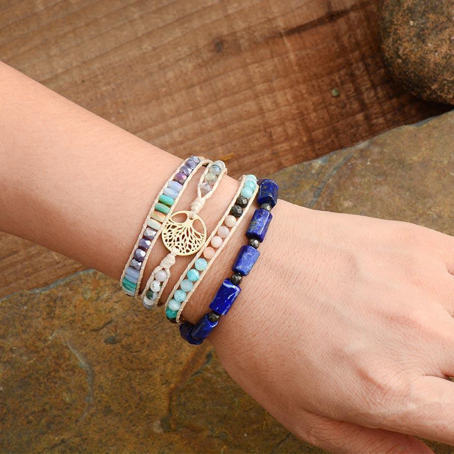 Bracelet perles cylindriques en Lapis Lazuli