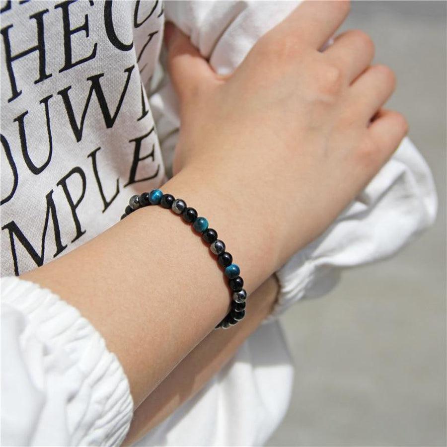 Bracelet «Protection, Communication et Vitalité» en Lapis Lazuli, Obsidienne noire et Hématite