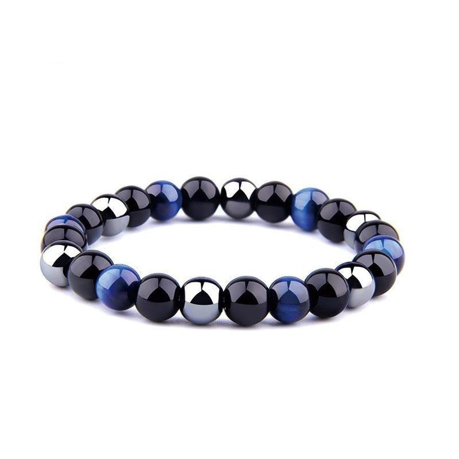 Bracelet «Protection, Communication et Vitalité» en Lapis Lazuli, Obsidienne noire et Hématite