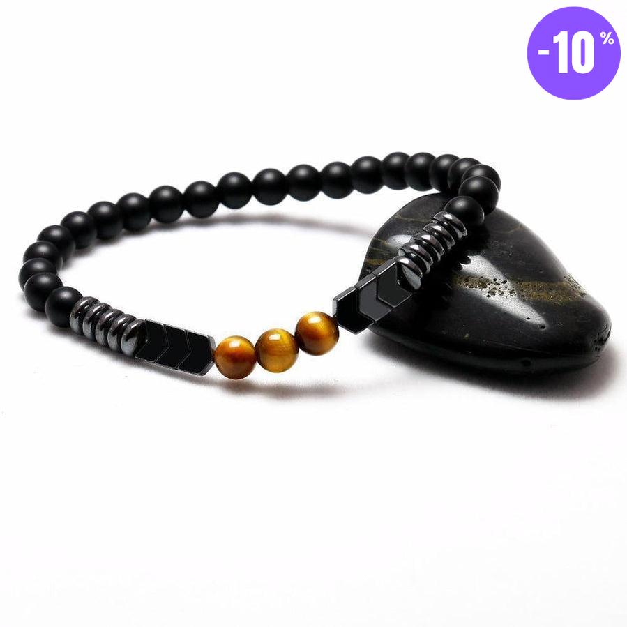 Bracelet «Protection Extrême» en Onyx mat, Œil de Tigre et Hématite