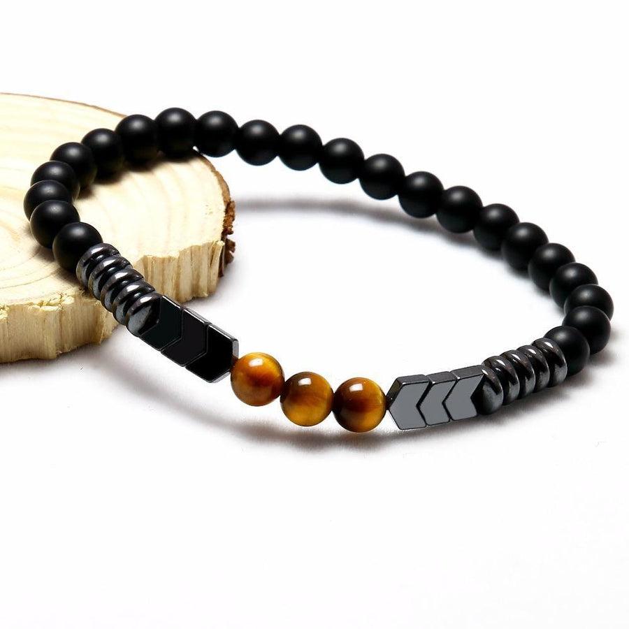 Bracelet «Protection Extrême» en Onyx mat, Œil de Tigre et Hématite