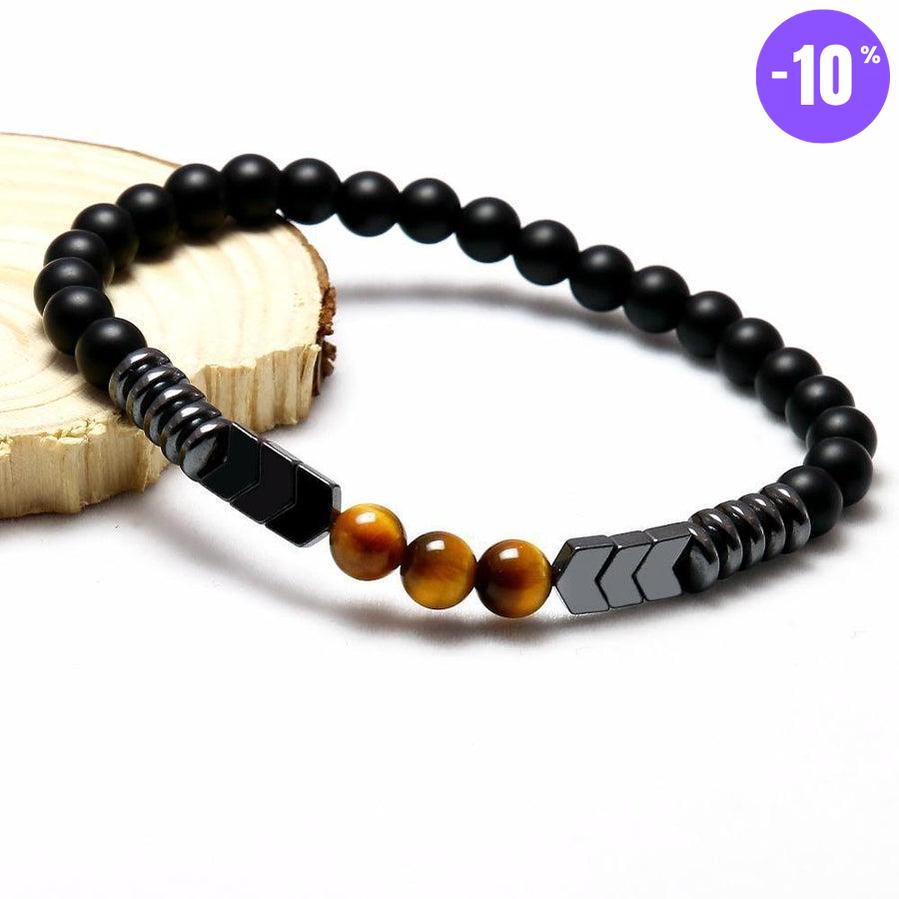 Bracelet «Protection Extrême» en Onyx mat, Œil de Tigre et Hématite