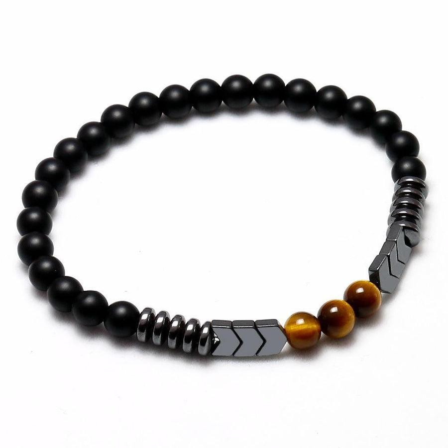 Bracelet «Protection Extrême» en Onyx mat, Œil de Tigre et Hématite