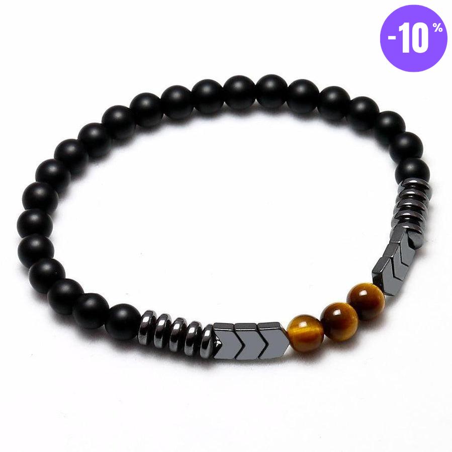 Bracelet «Protection Extrême» en Onyx mat, Œil de Tigre et Hématite