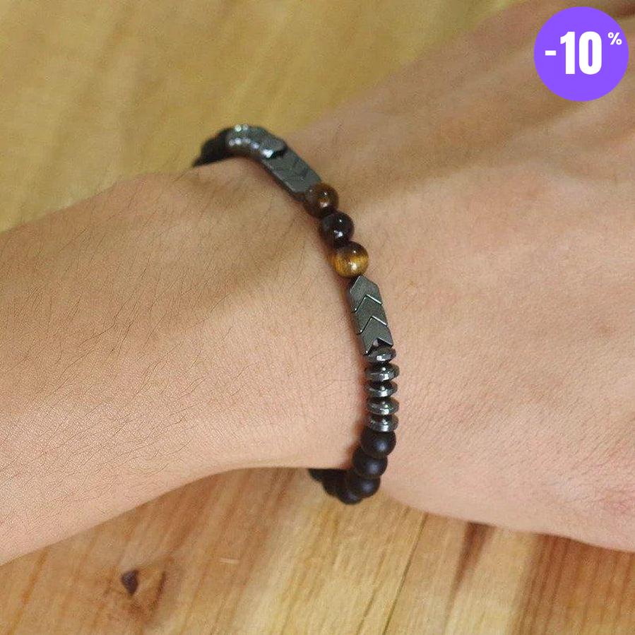 Bracelet «Protection Extrême» en Onyx mat, Œil de Tigre et Hématite
