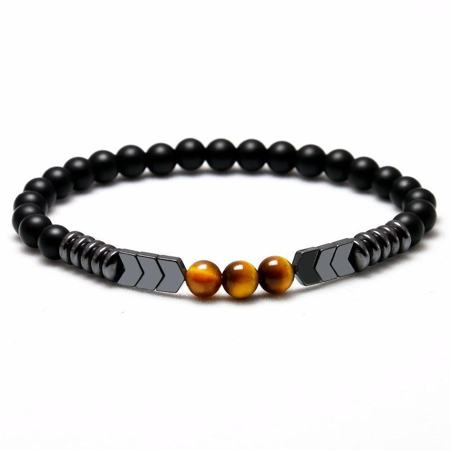 Bracelet «Protection Extrême» en Onyx mat, Œil de Tigre et Hématite