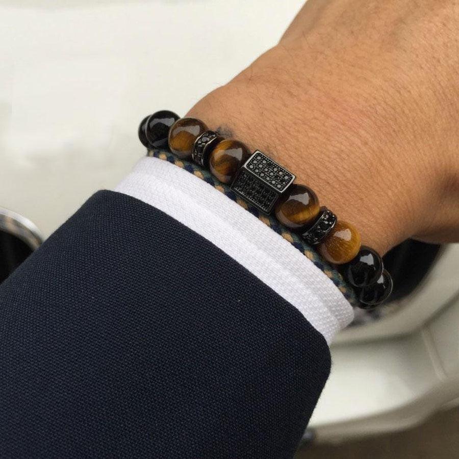Bracelet « Puissance et Protection » en Agate noire, Oeil de Tigre et Cuivre
