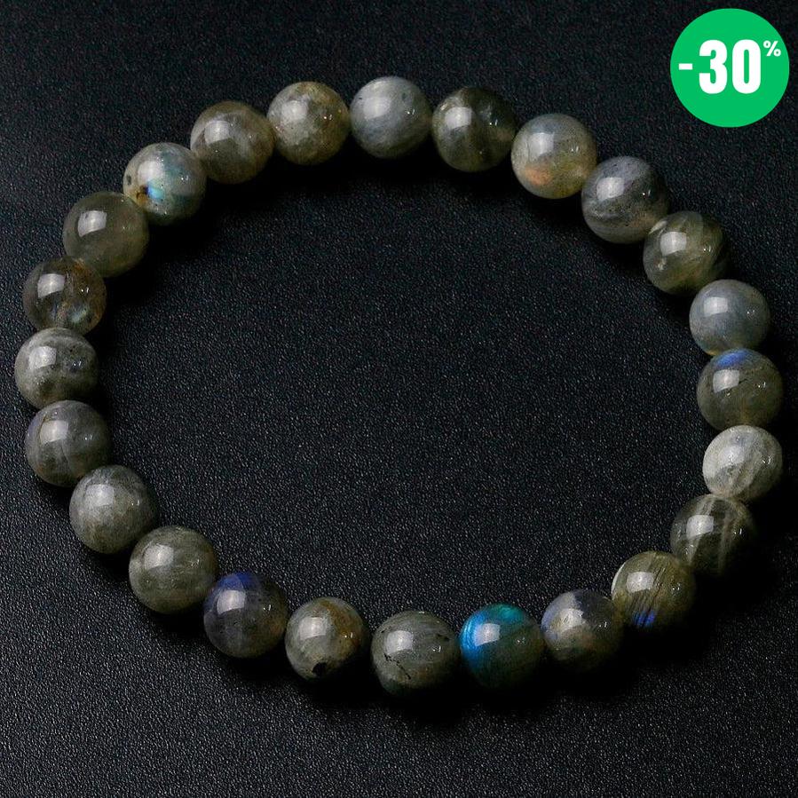 Bracelet «Régénération» en pierres de Labradorite naturelle gris bleu