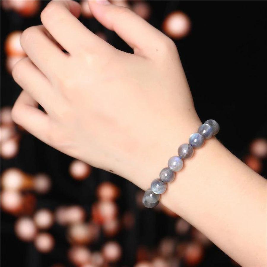 Bracelet «Régénération» en pierres de Labradorite naturelle gris bleu