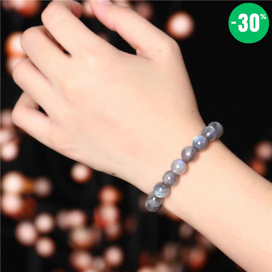 Bracelet «Régénération» en pierres de Labradorite naturelle gris bleu