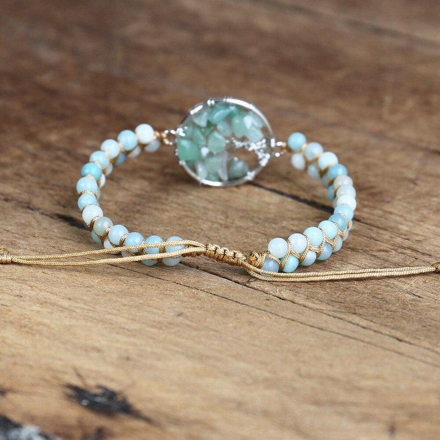 Bracelet Shamballa « Arbre de vie » en Amazonite naturelle