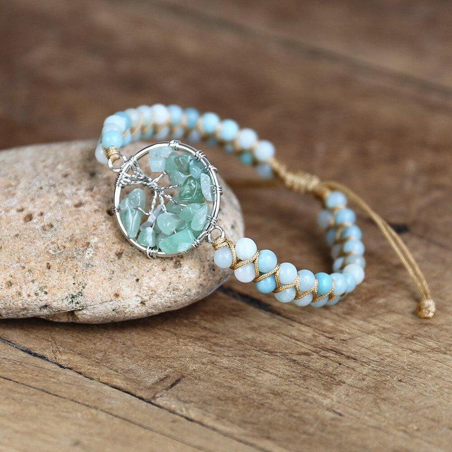 Bracelet Shamballa « Arbre de vie » en Amazonite naturelle