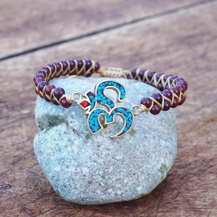 Bracelet Shamballa en Améthyste naturelle et symbole « Om »