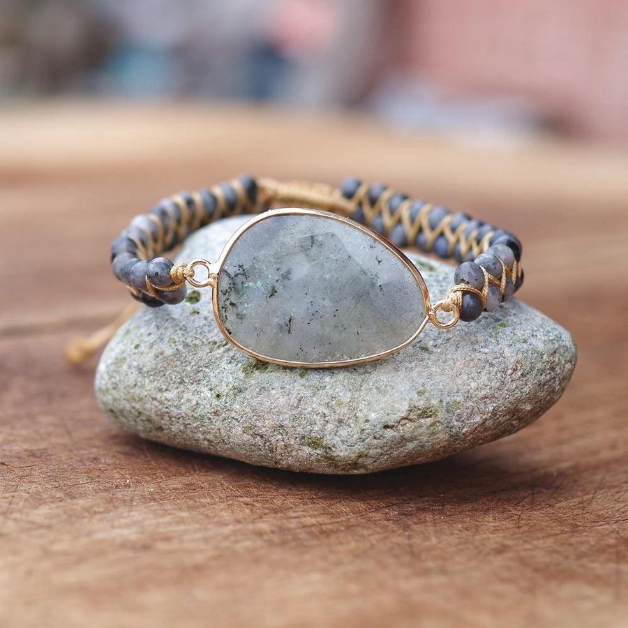 Bracelet Shamballa en Labradorite naturelle