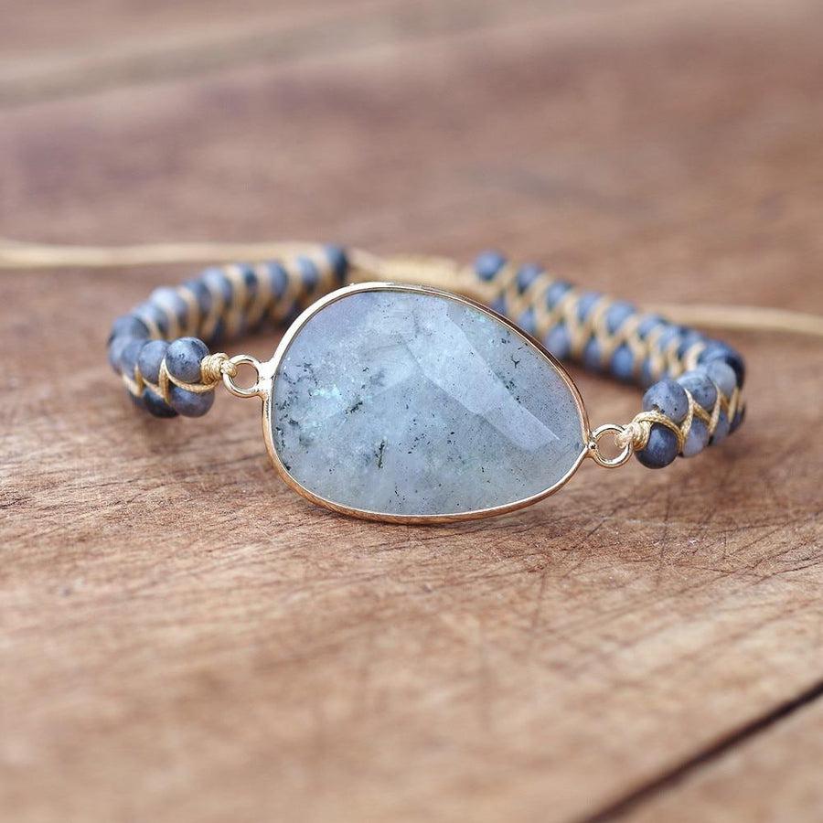Bracelet Shamballa en Labradorite naturelle