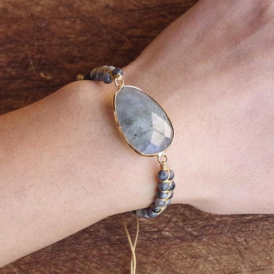 Bracelet Shamballa en Labradorite naturelle