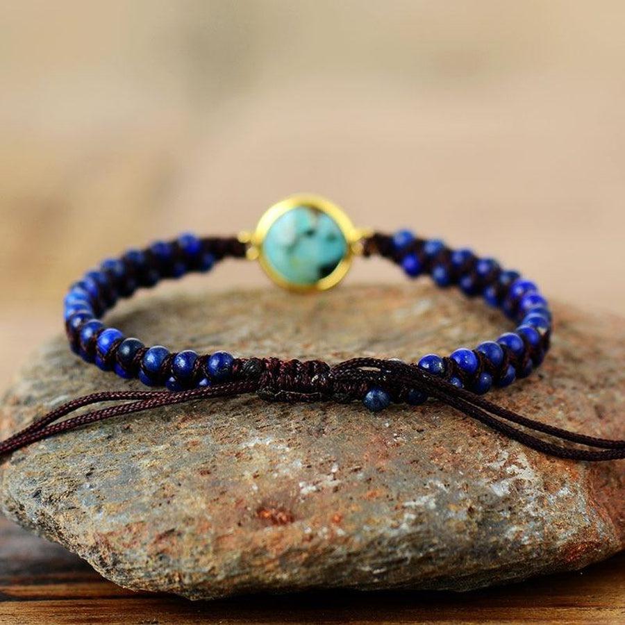 Bracelet Shamballa en Lapis Lazuli et Jaspe africain