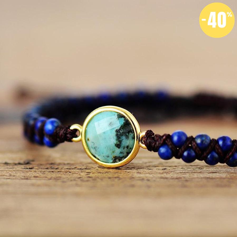 Bracelet Shamballa en Lapis Lazuli et Jaspe africain