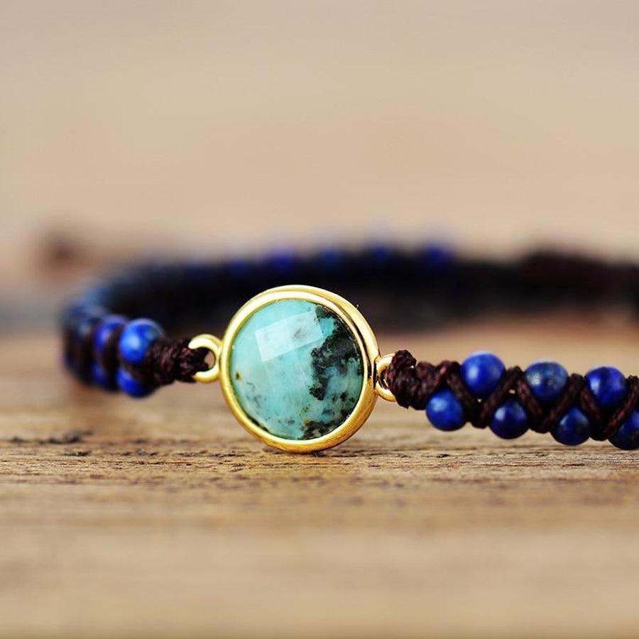 Bracelet Shamballa en Lapis Lazuli et Jaspe africain