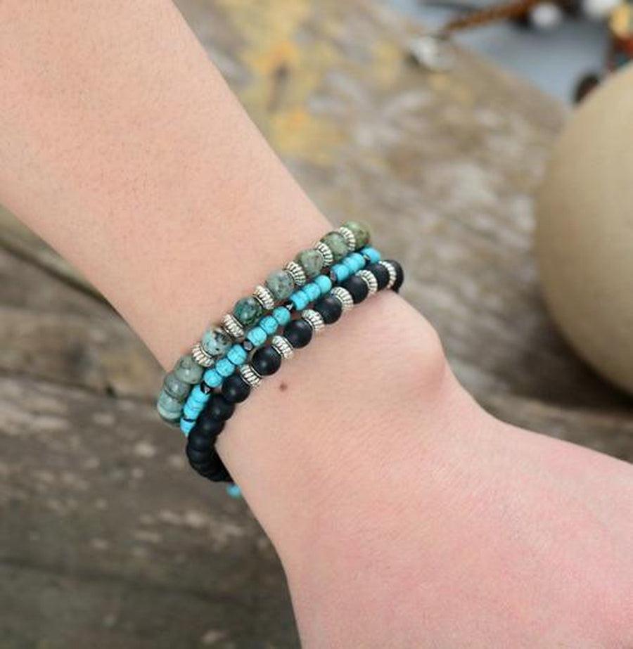 Bracelet Shamballa en Turquoise ou Howlite blanche