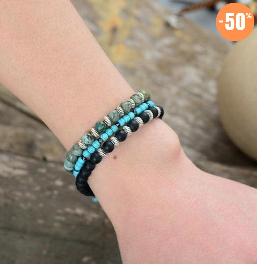 Bracelet Shamballa en Turquoise ou Howlite blanche