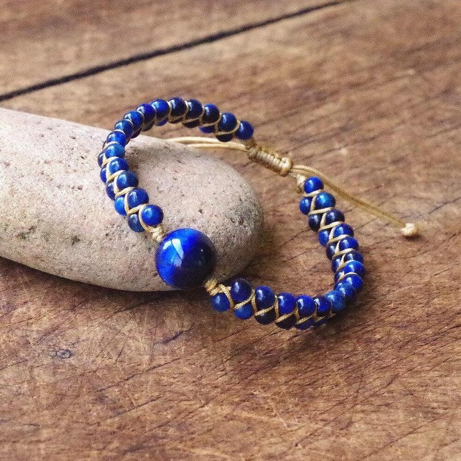 Bracelet Shamballa «Le protecteur» en Œil de tigre bleu