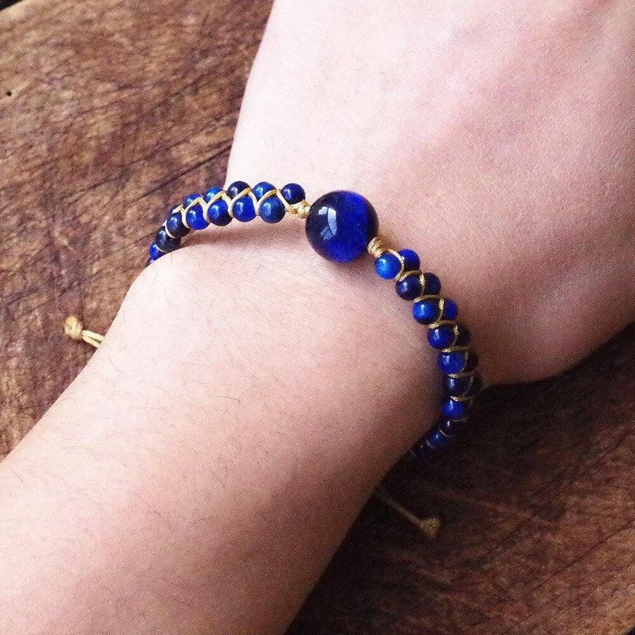 Bracelet Shamballa «Le protecteur» en Œil de tigre bleu