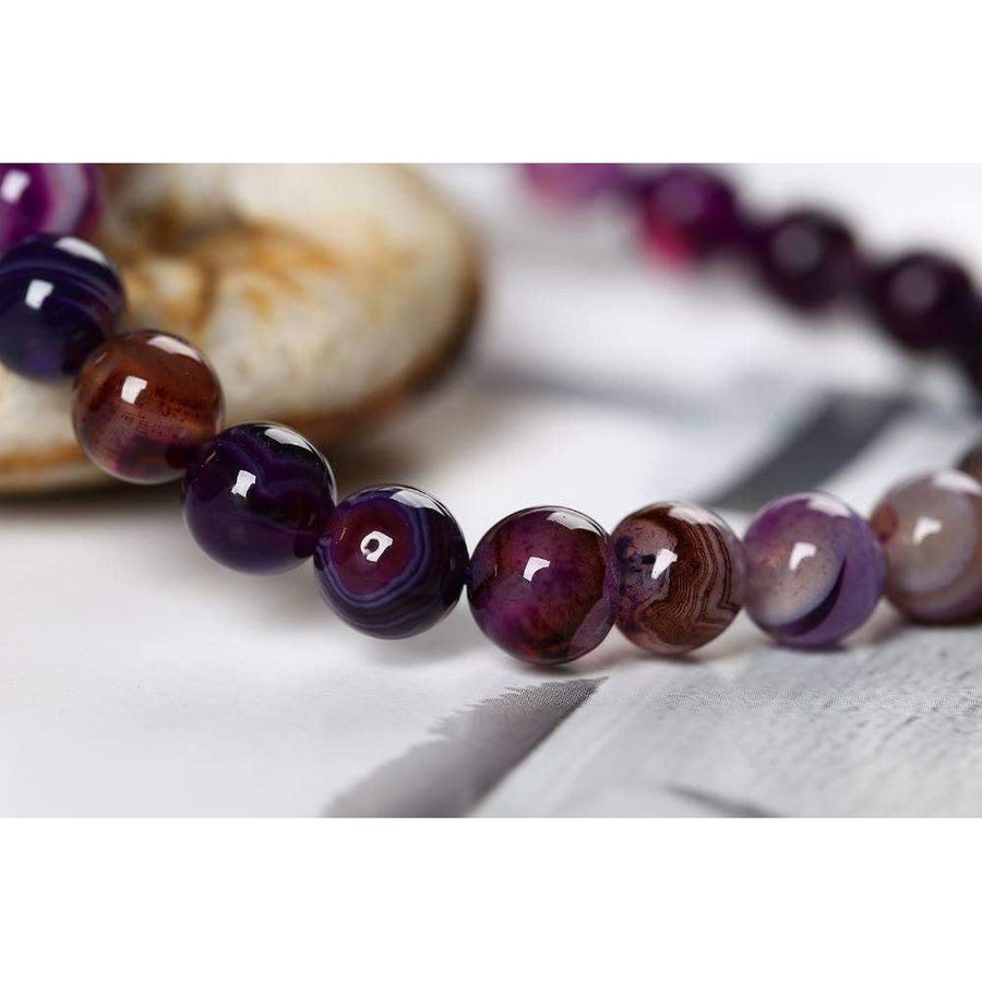 Bracelet «spiritualité» en Agates Violette