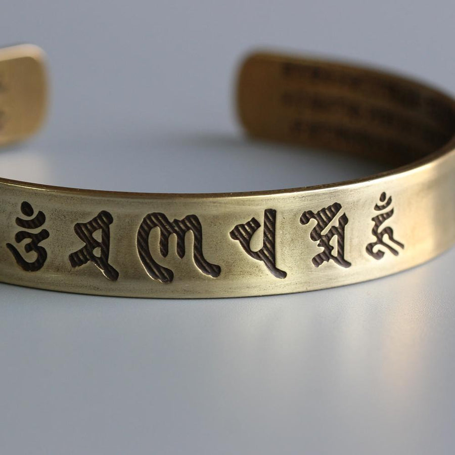 Bracelet tibétain du Sutra du cœur en laiton