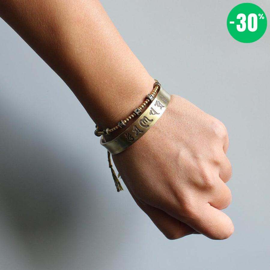 Bracelet tibétain du Sutra du cœur en laiton