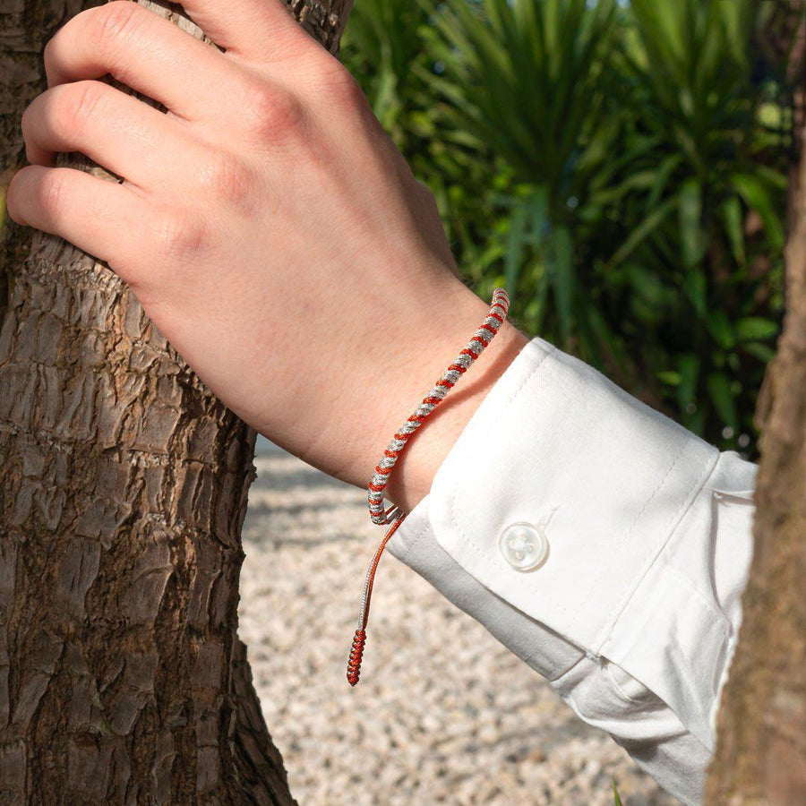 Bracelet tibétain nœud de la chance bicolore