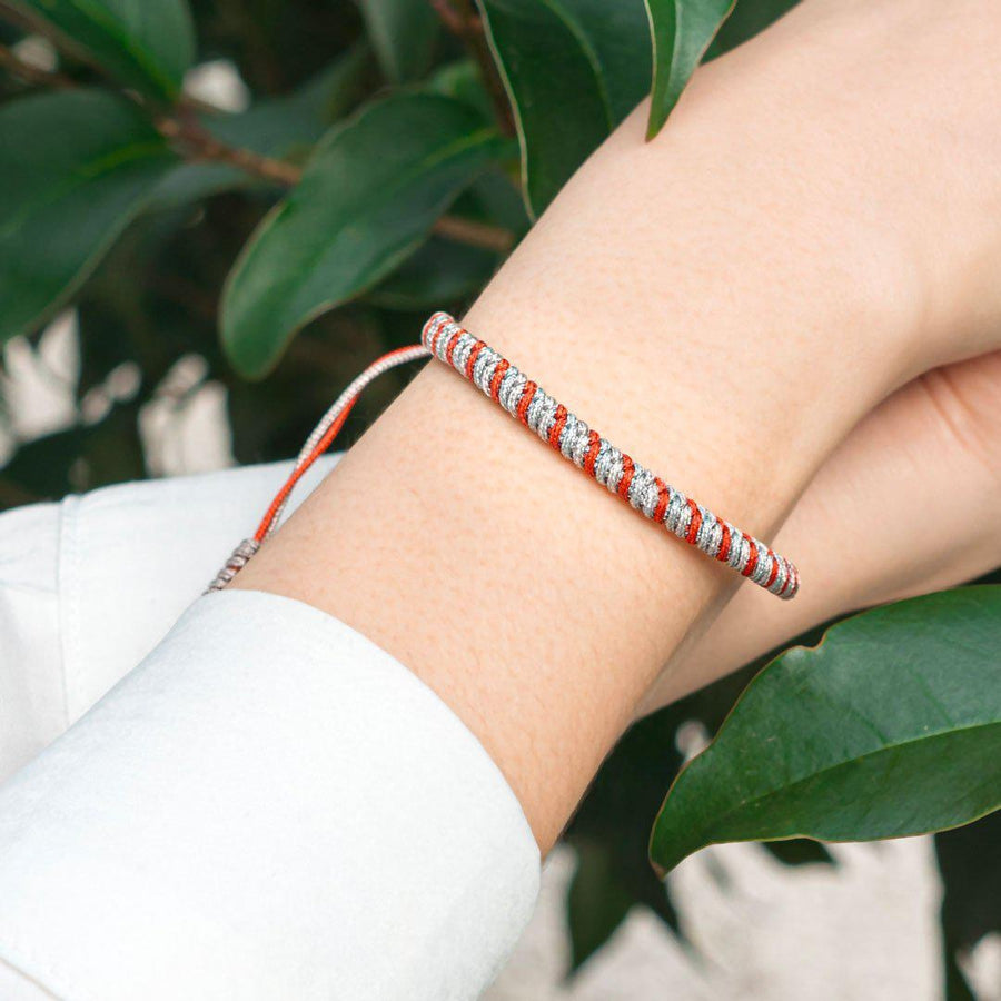 Bracelet tibétain nœud de la chance bicolore