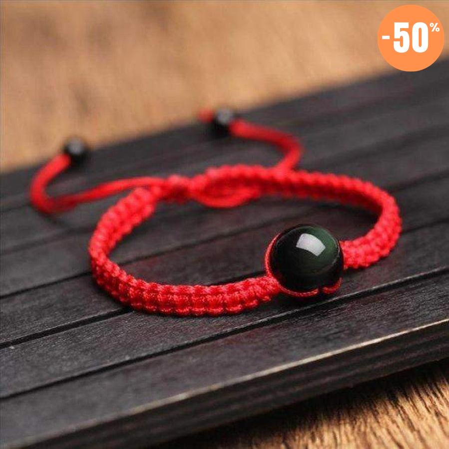 Bracelet tressé serti par une obsidienne oeil celeste