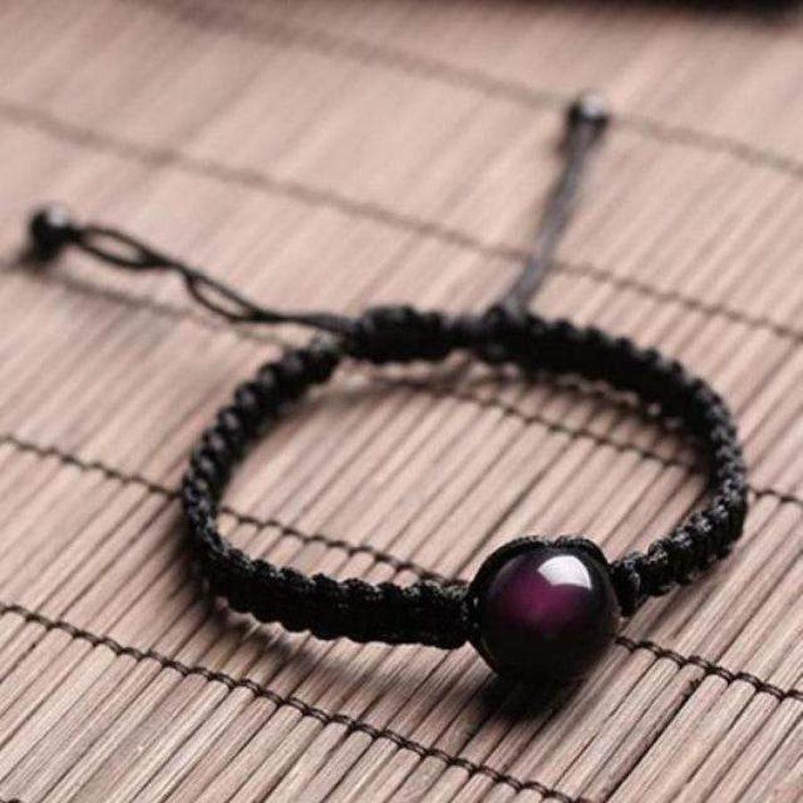 Bracelet tressé serti par une obsidienne oeil celeste