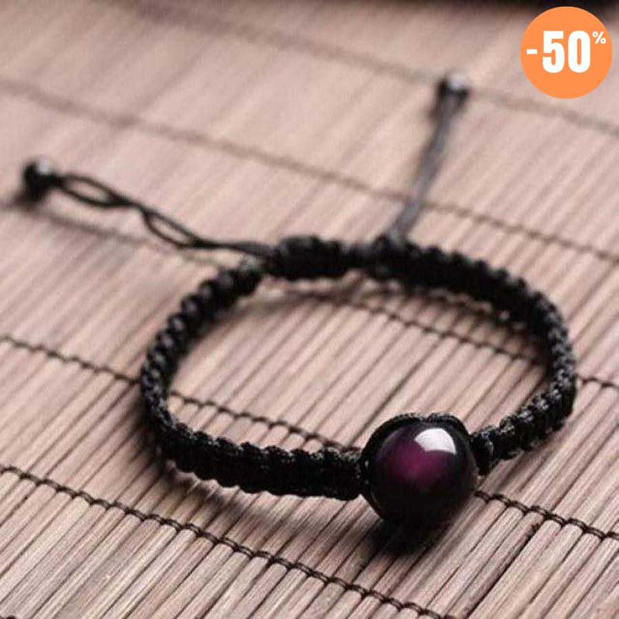 Bracelet tressé serti par une obsidienne oeil celeste
