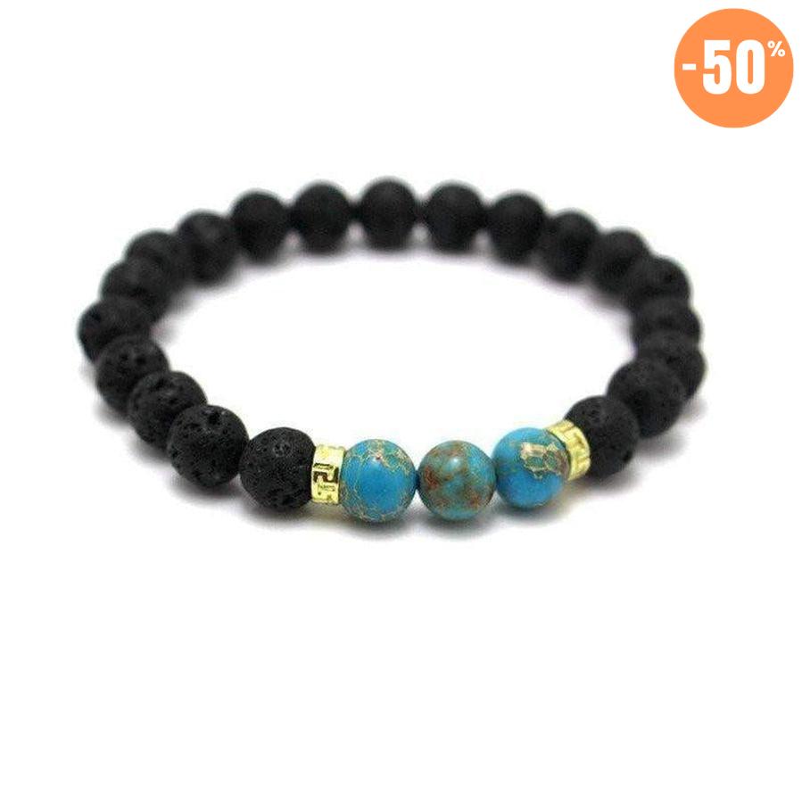 Bracelet turquoise & pierres de lave