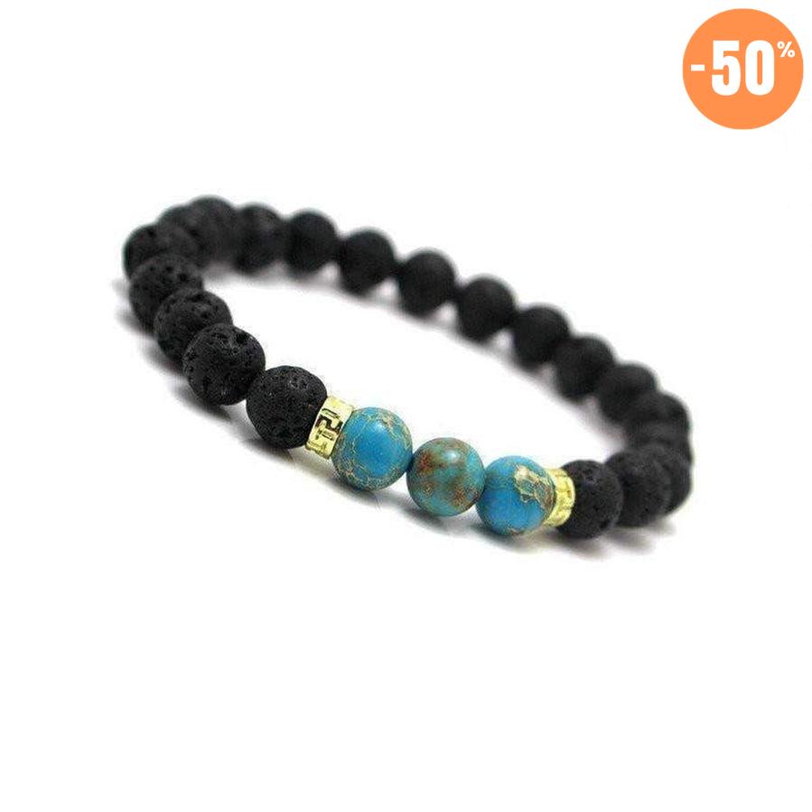 Bracelet turquoise & pierres de lave