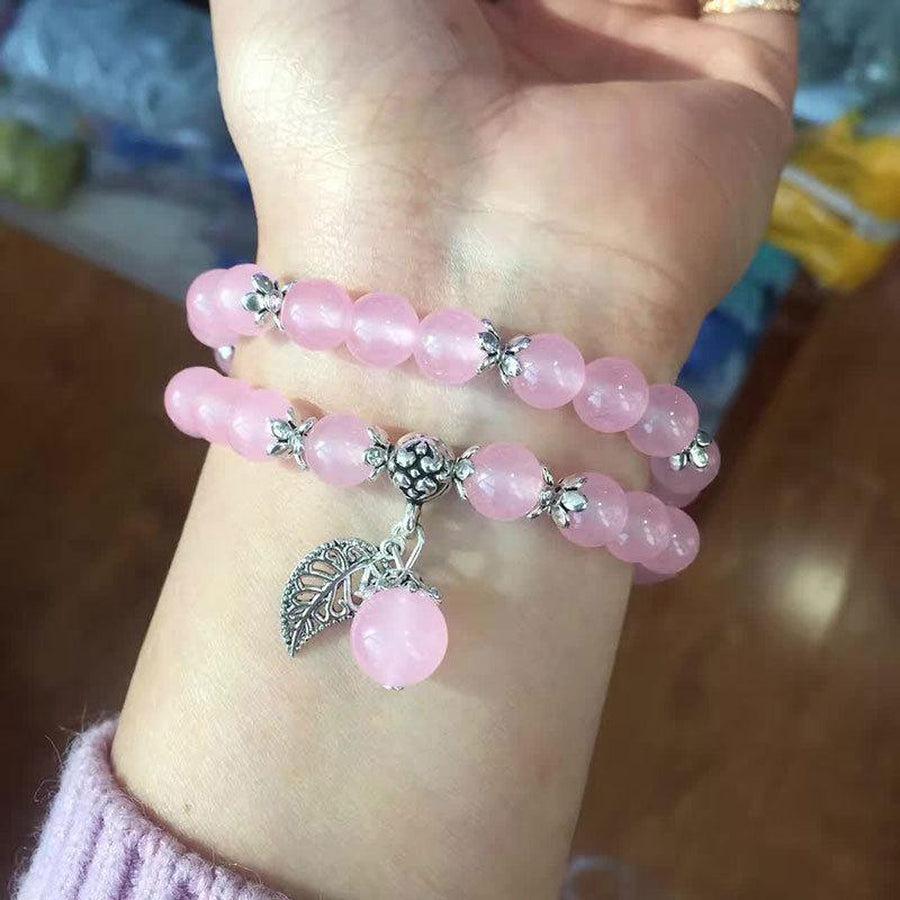 Bracelet «Vitalité et Anti-Stress» en Calcédoine Rose