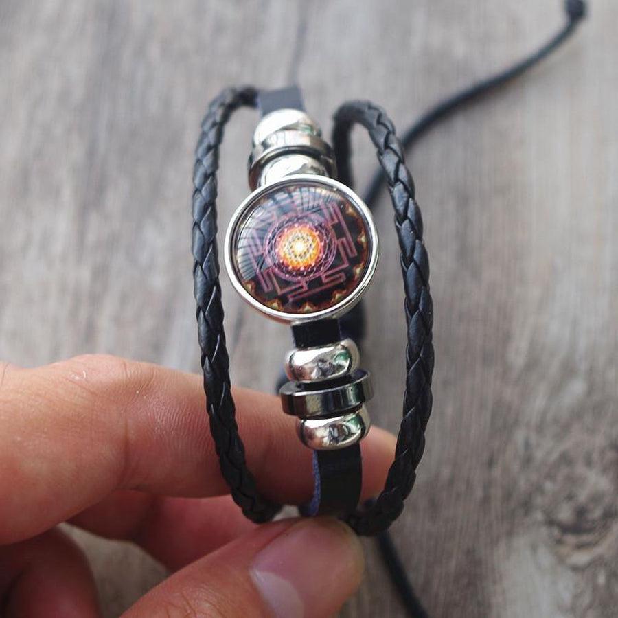 Bracelet wrap cabochon Sri Yantra sacré