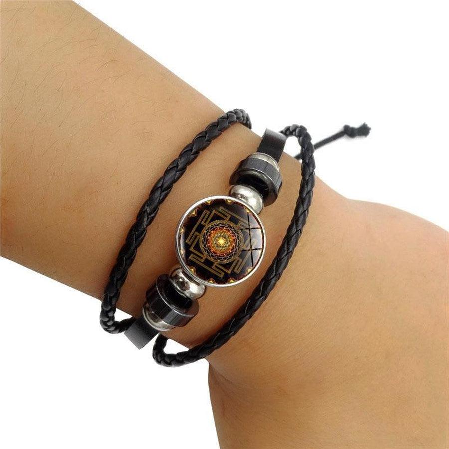 Bracelet wrap cabochon Sri Yantra sacré