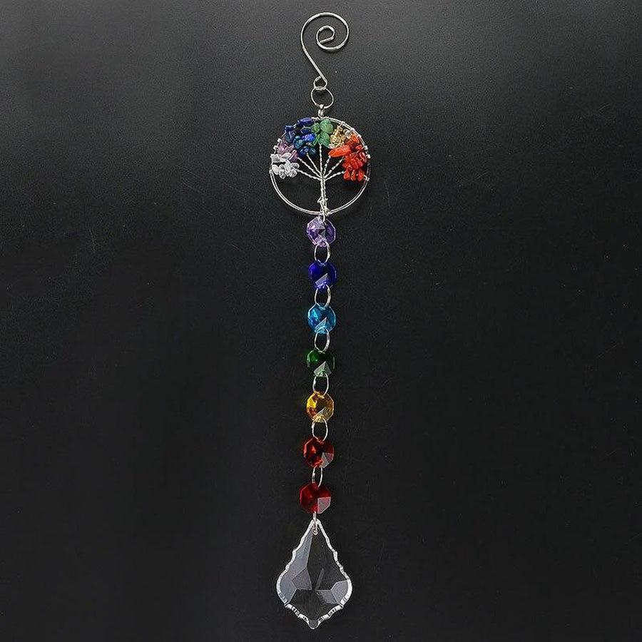 Capteur de soleil « Arbre de vie », prismes et boule en cristal