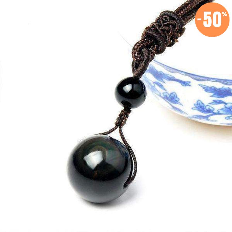 Collier avec pendentif en Obsidienne Oeil Celeste