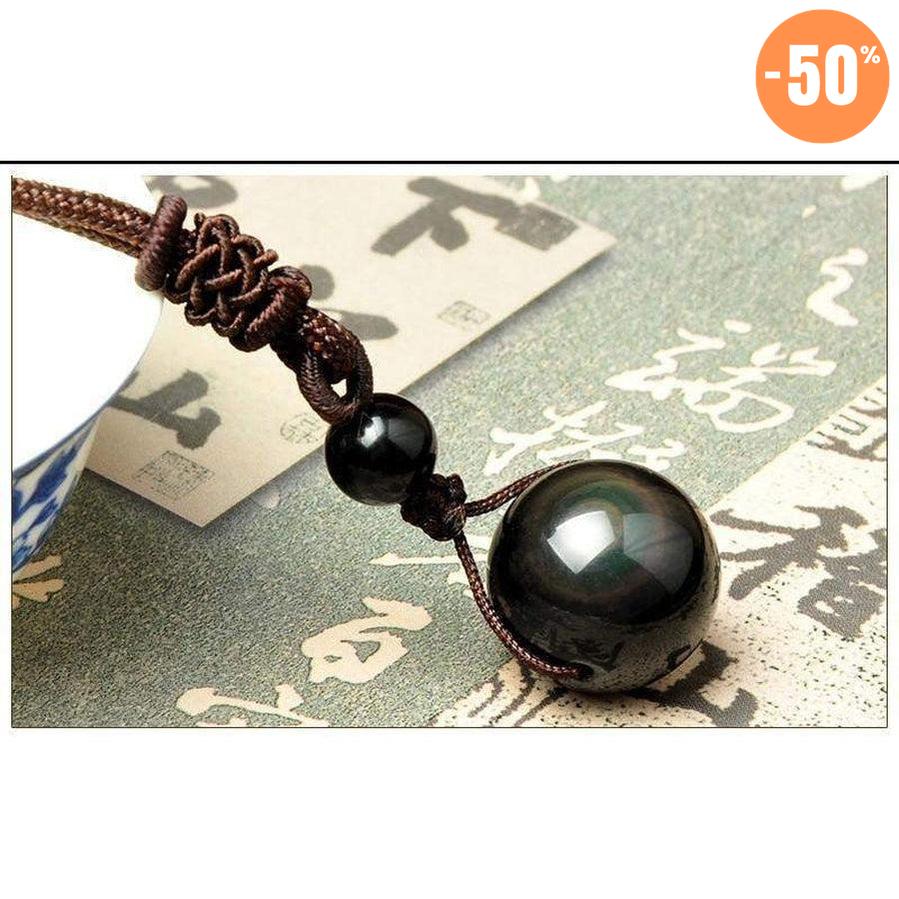 Collier avec pendentif en Obsidienne Oeil Celeste
