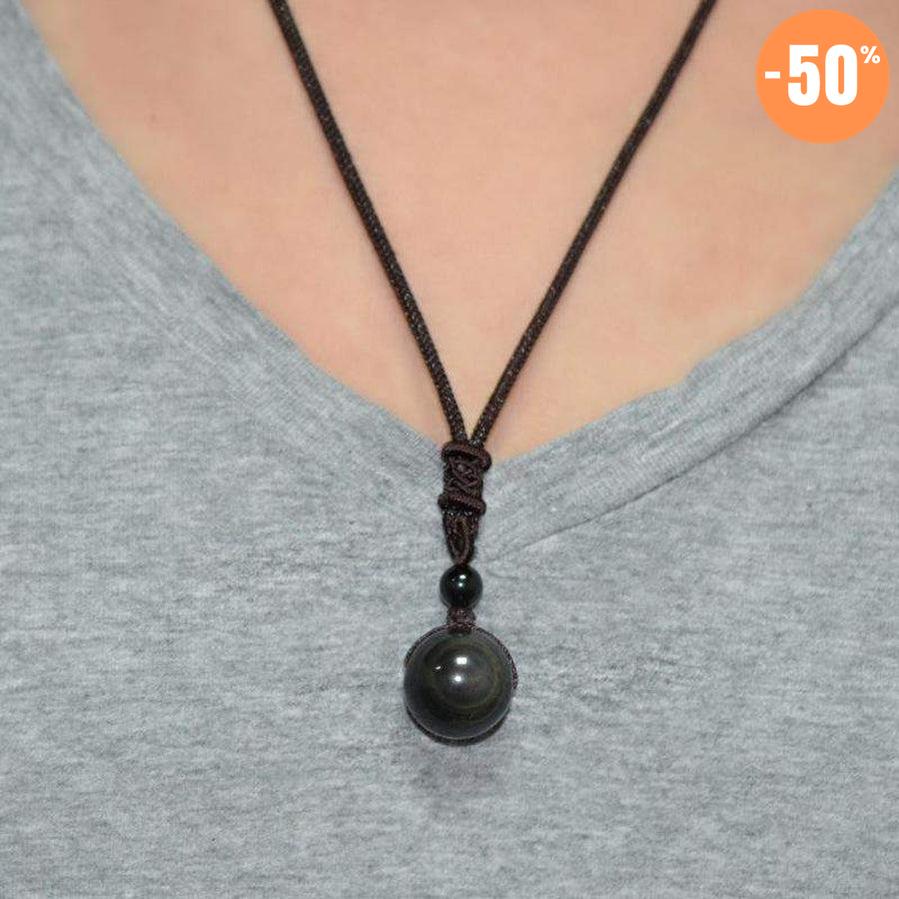 Collier avec pendentif en Obsidienne Oeil Celeste