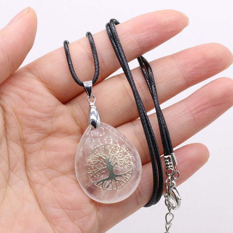Collier pendentif « arbre de vie » en pierre naturelle